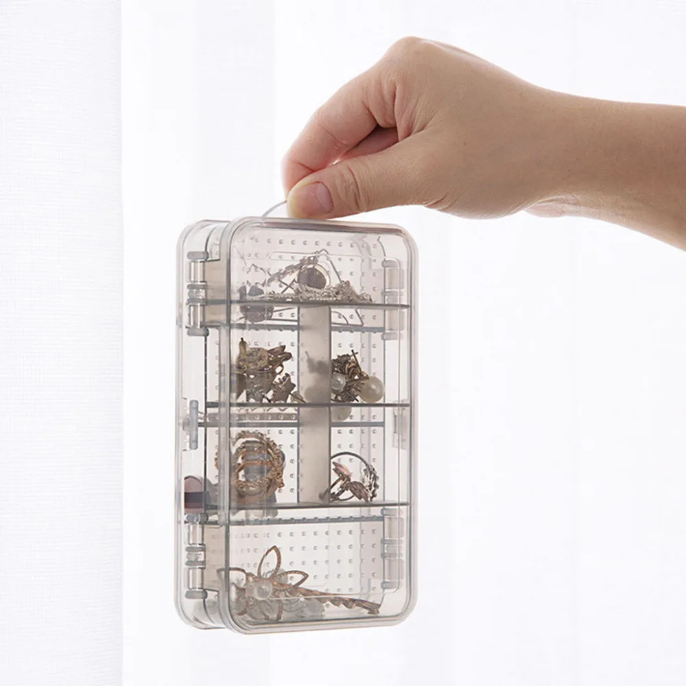 

10 Grid Double-Layer Jewelry Storage Box Wall Hanging Plastic Ring Earrings Organizer Desktop Containers Home Decor Accessories