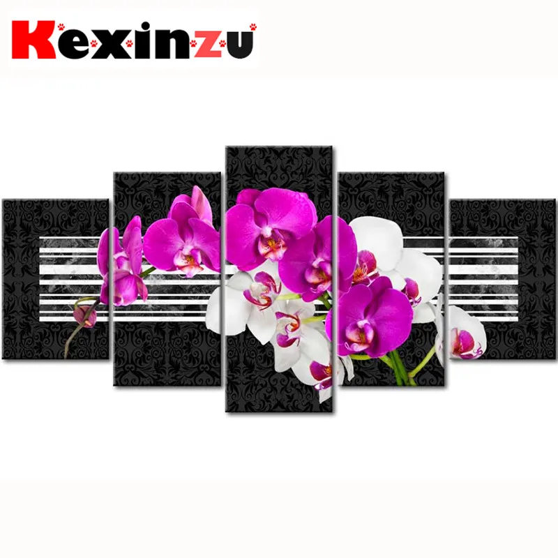 

5pcs Full Square/Round Drill 5D DIY Diamond Painting Cross Stitch"Flower" Multi-picture Combination Embroidery 5D Decor Home