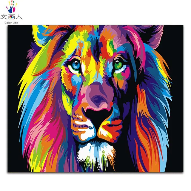 colorful lion elephant abstract animal painting by numbers handwmade abstract animal painting