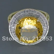 Цитрин алмаз обручальное кольцо 14kt желтое золото 5.75Ct цитрин женские кольца натуральные ювелирные изделия с цитрином