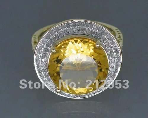 Цитрин алмаз обручение кольцо 14kt желтого золота 5.75Ct цитрин для женщин кольца натуральный ювелирные изделия с цитрином