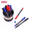 3PCS Deli 6824 Permanent Markers Dual Tip Pen 0.5mm/1mm Black Blue Red Water Proof Fast Dry Double Sided Permanent  Marker 3