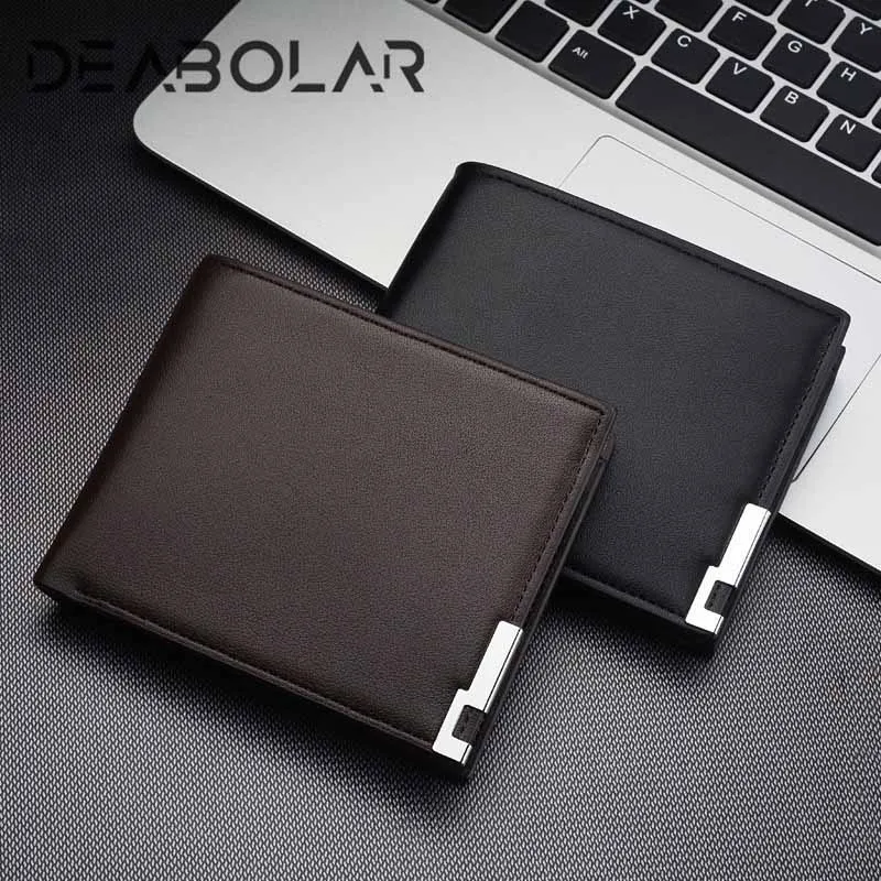 Classic Men Wallets Leather Short Wallet Simple Ultra-thin Male Purses Card Holder Small for Photo Coin Purse | Багаж и сумки