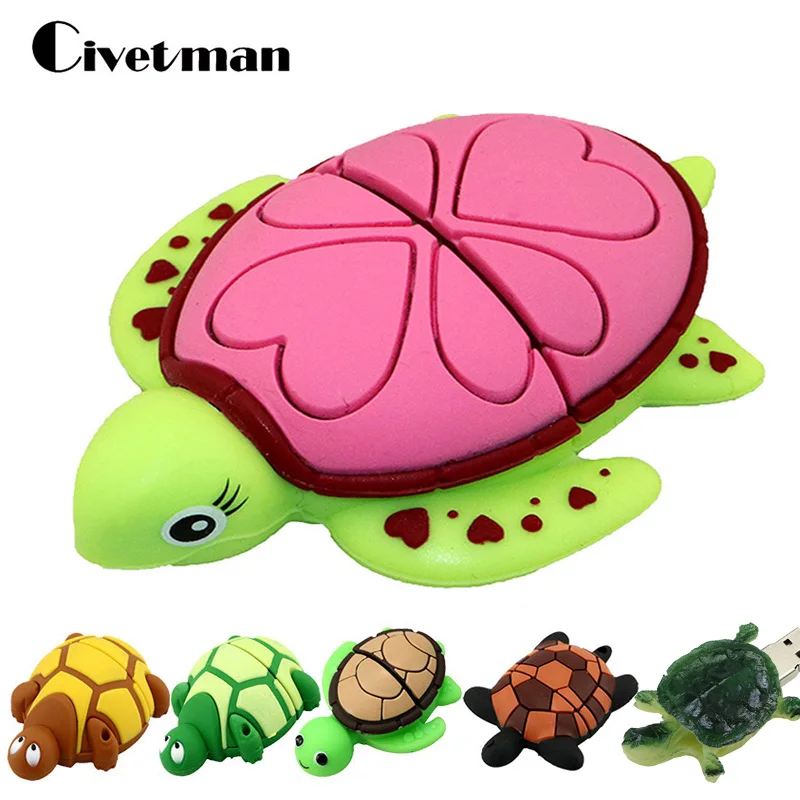 

USB Flash Drive Tortoise Pen Drive 4GB 8GB 16GB 32GB 64GB 128GB Cartoon Animal Turtle USB Flash Pendrive Memory Stick Disk Gifts