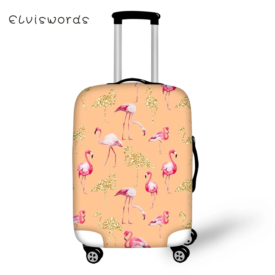 

ELVISWORDS Suitcase Protective Cover Cartoon Flamingos Pattern Elastic Dust-proof Cover Kawaii Design Travel Luggage Accessories