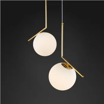 

Nordic post-modern round glass ball chandelier simple bedroom living room dining room bed bar creative personality lamps