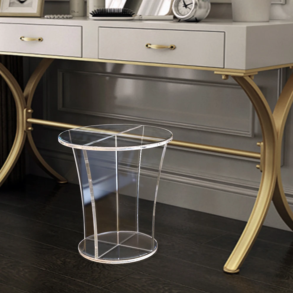 Clear Round Acrylic Occasional/Side/Small Sofa Tea Table,Lucite Vanity Stool -38cm round- 43cm high Clear Round Acrylic Occasional/Side/Small Sofa Tea Table,Lucite Vanity Stool -38cm round- 43cm high