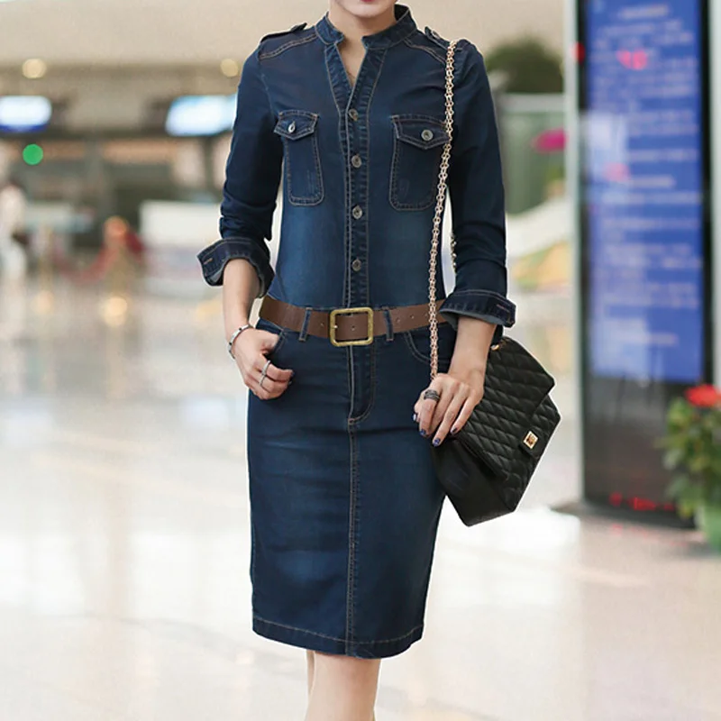 denim shirt dress knee length