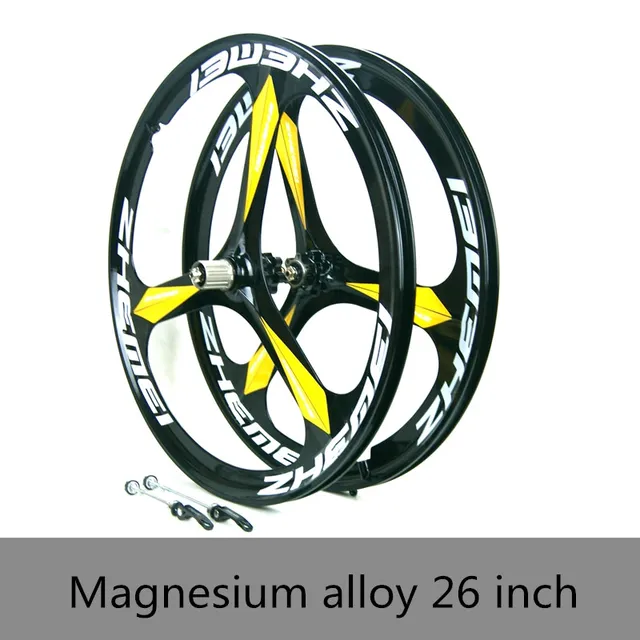 Cheap 26 inch Magnesium Alloy one Integrated wheels Disc brake mountain Bike 3 spoked cassette or rotating flywheel 8/9/10 speed
