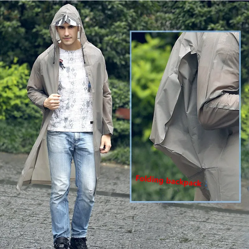 

Transparent backpack Raincoat Women Men waterproof Long hiking fishing Rain Coat Ponchos Jacket Chubasqueros Impermeables Mujer