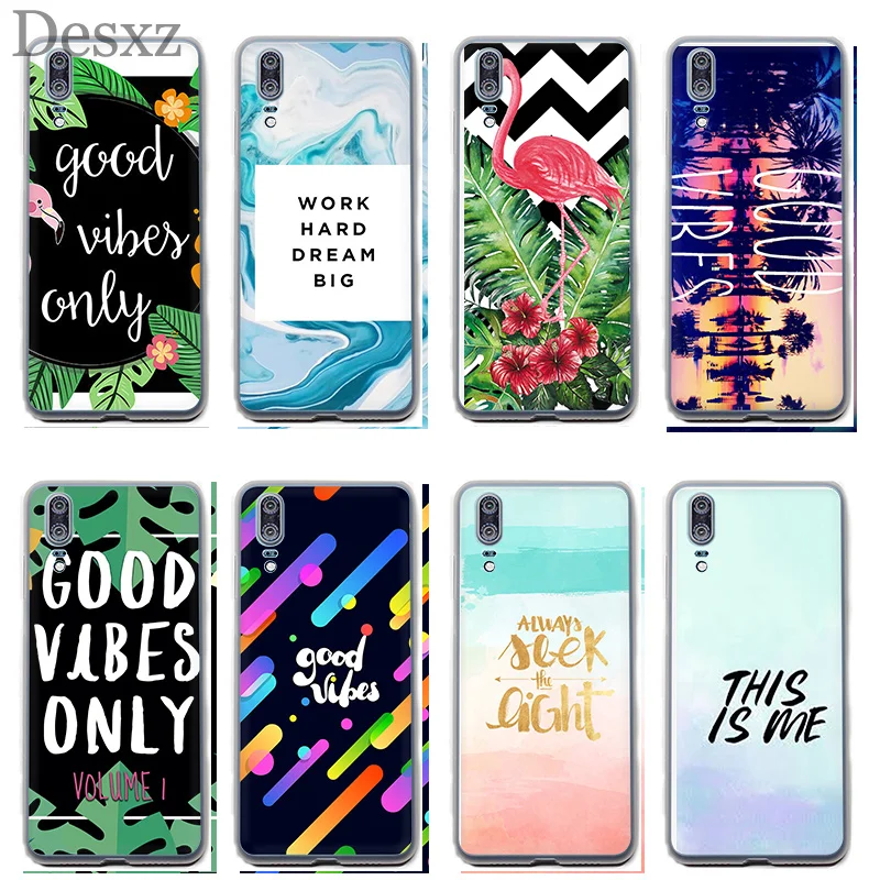 

Case Proverb Phrase Motto Good Vibes Only Love For Huawei P30 P8 P9 P10 P20 Pro P Smart Lite Mini Plus Cover