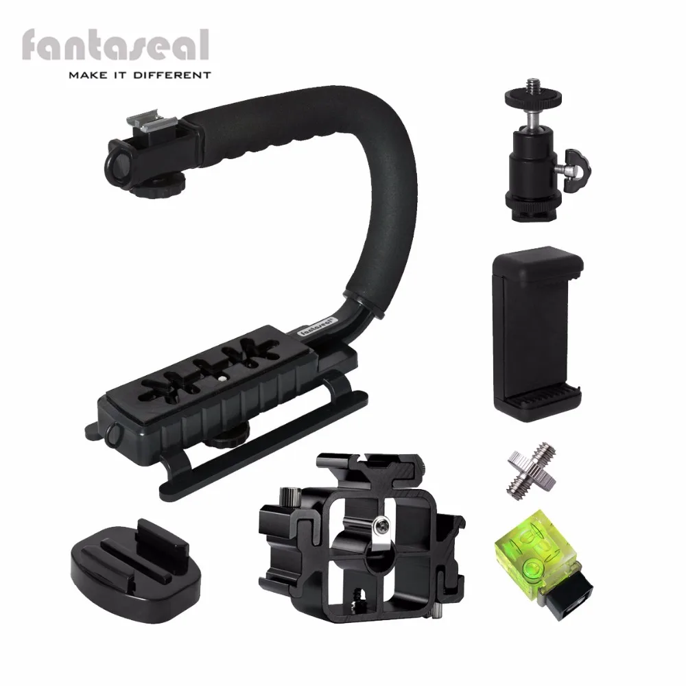 

Fantaseal Camera C Shape Stabilizer Low Position Shooting Hand Grip w/3 Axis Hot Shoe +3 Axis Hot Shoe for Gopro + other cameras