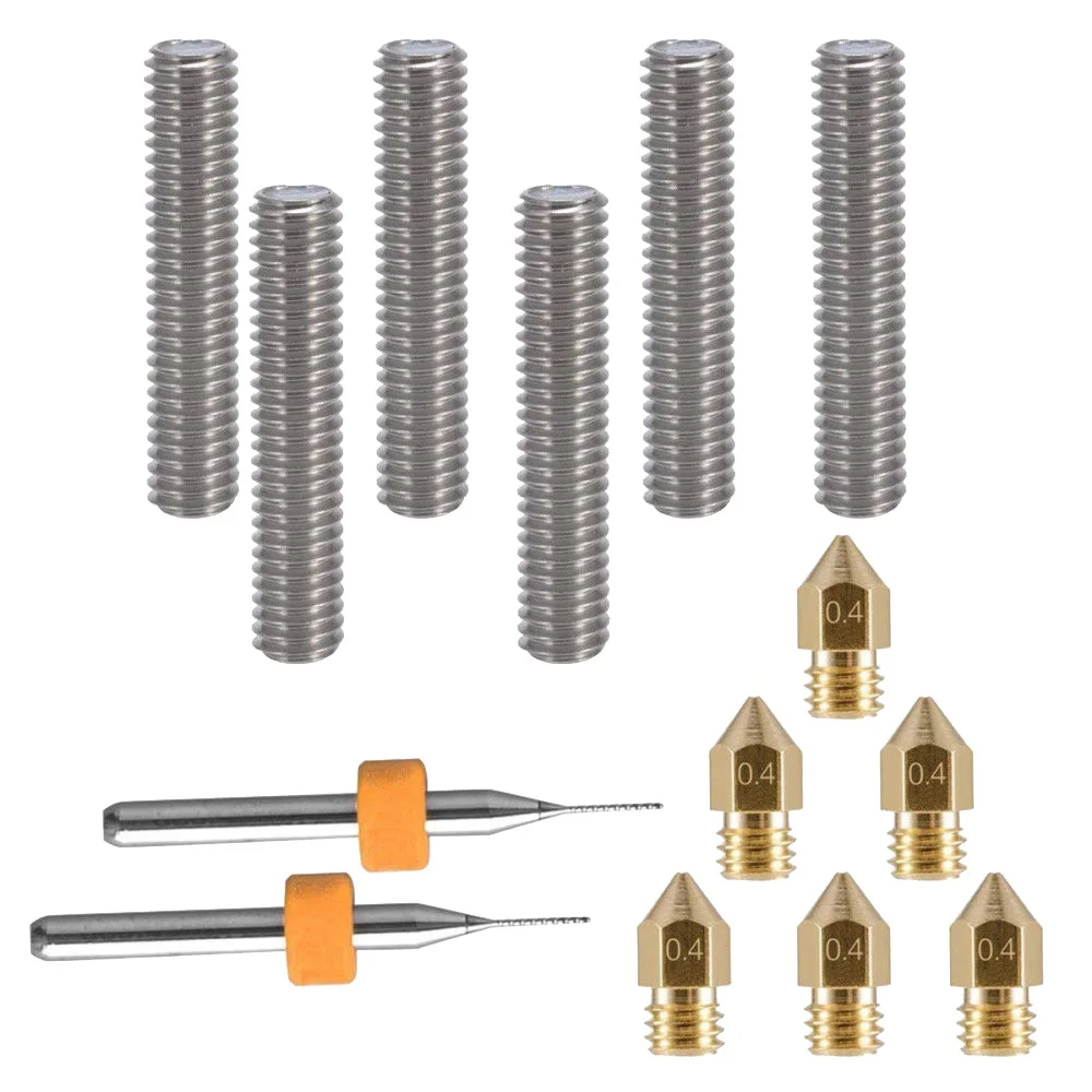 6 * فوهة رؤساء 6 * أنابيب 2 * مثقاب الخشب 0.4 مللي متر النحاس الطارد فوهة طباعة رؤساء ل Anet A8 MK8 Makerbot Reprap 3D طابعة