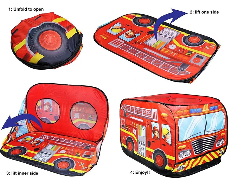 Игровой домик Игровая палатка пожарная машина полицейский автобус Складная всплывающая игрушка игровой домик тканевая детская игрушка палатка пожарная модель дом автобус