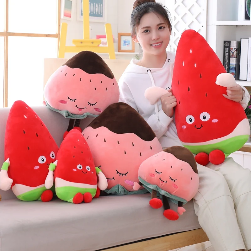 35 70 см Kawaii арбуз и клубника Плюшевые Растительные Игрушки Мультяшные милые