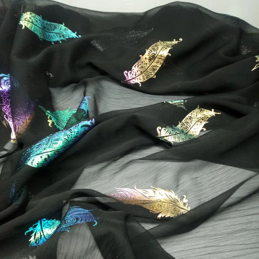 

Dancing dress chiffon fabric crepe thin magic feather fabric cosplay sewing bronzing wedding costume DIY 1M