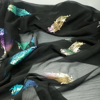 

Dancing dress chiffon fabric crepe thin magic feather fabric cosplay sewing bronzing wedding costume DIY 1M