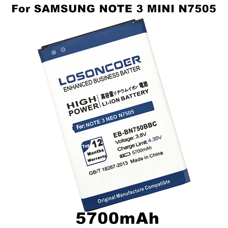 

LOSONCOER 5700mAh EB-BN750BBC Replacement Battery for Samsung Galaxy Note 3 Mini/ Note 3 Neo / N7506V N7508V N7505 note3 mini