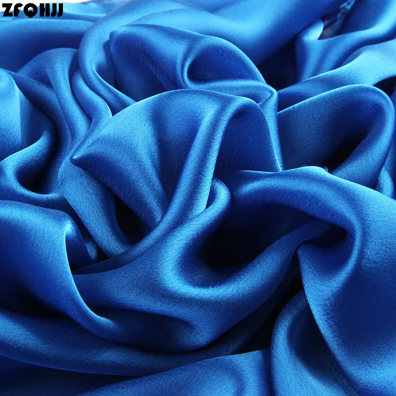 

ZFQHJJ 180x90cm Women Silk Scarf Shawl Female Pure Silk Scarves Wraps Plus Size Shawls Long Beach Cover-ups Muslim hijab Scarf
