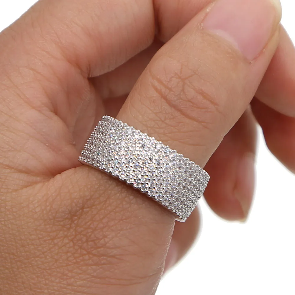 Высокое качество#8 9 10 11 полный micro pave cz обручальное кольцо для ...