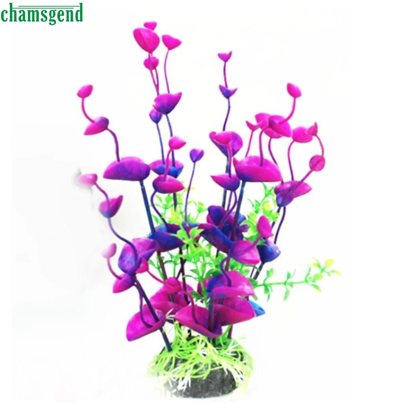 Chamsgend домой искусственный Пластик фиолетовый лист Трава Аквариум аквариум прекрасные украшения Happy Подарки Высокое качество Домашний