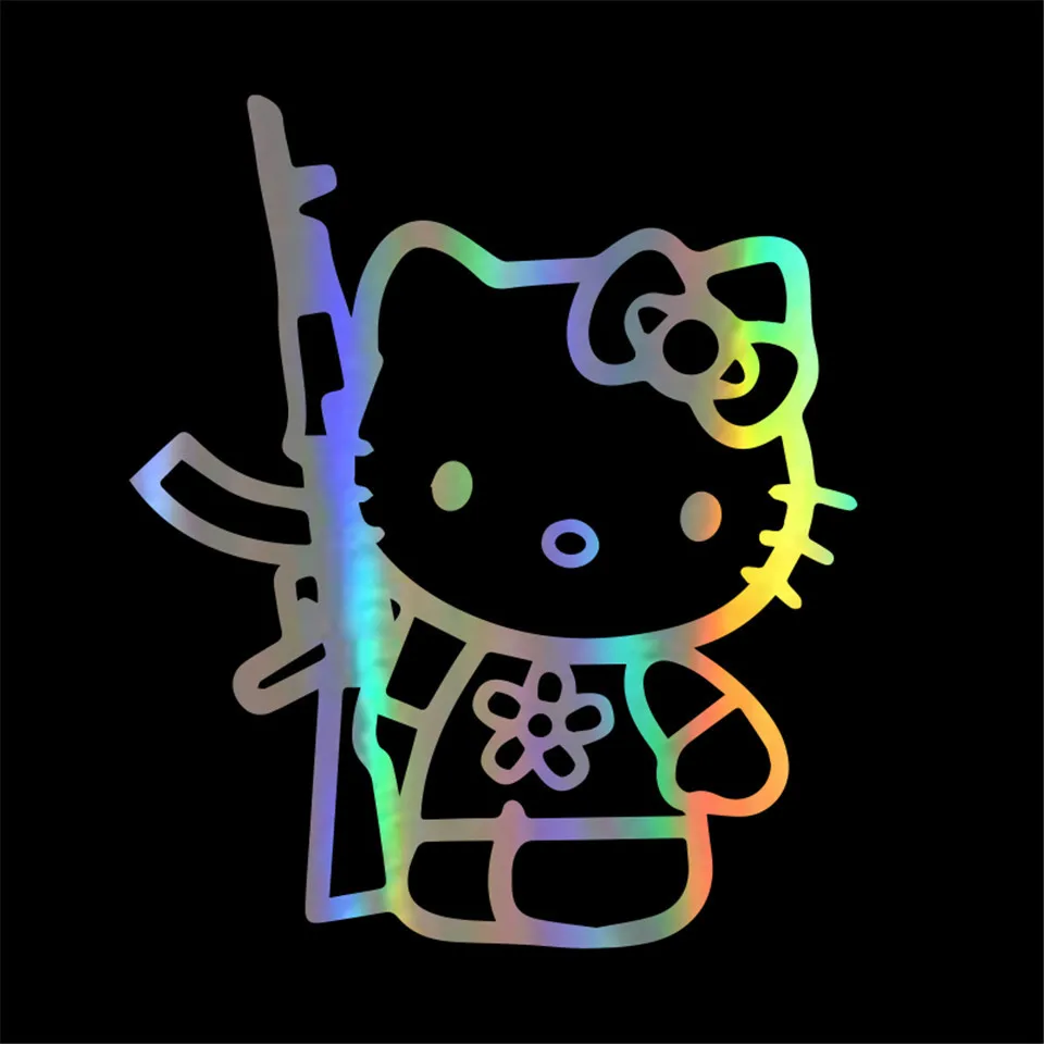 Cunymagos Funny Hello Kitty Rifle Vinyl Sticker Decal Personality Funny Car Styling Fashion Accessories Wall Decorative Stickers 13 (5)