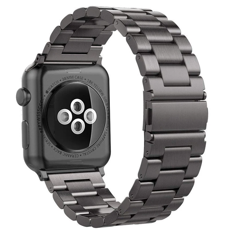 Ремешок для Apple Watch band series 42 мм 44 черный 38 40 металлический браслет из нержавеющей