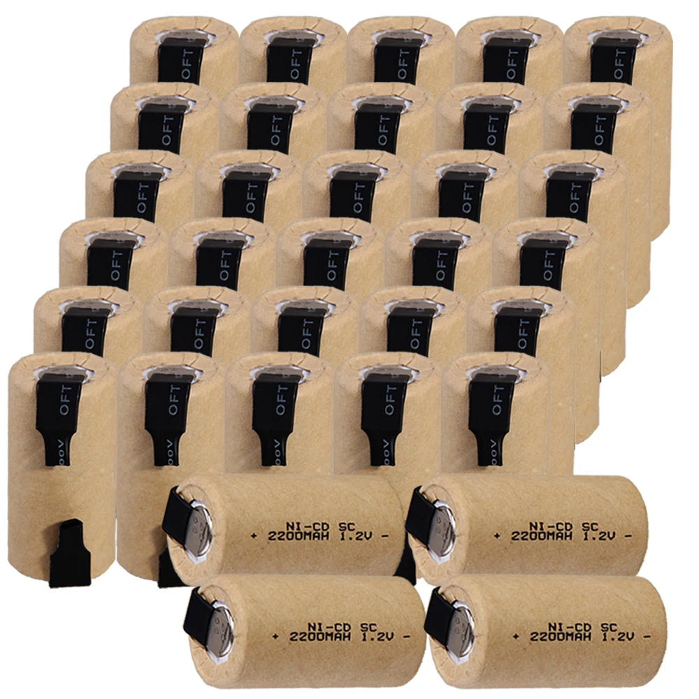 real capacity 34 pcs SC battery 2200mah 4.25cm*2.2cm 1.2V NICD SUBC batteries fast delivery to RUSSIA SPAIN FRANCE UK US | Электроника