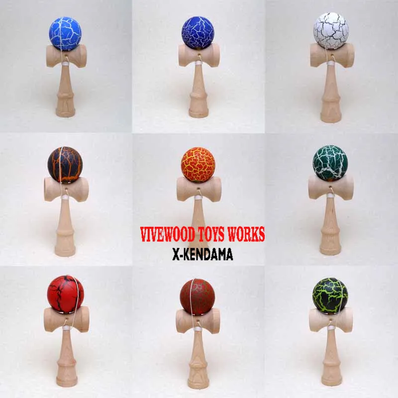 

Cheaper Beech Kendama for Kids,made from Natural Beech Wood,Crackle Kendama,Metal Rivet Ken with Crack Paint Tama,Juggling Ball
