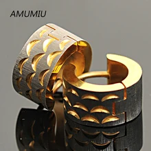 AMUMIU, 316l нержавеющая сталь золотые мужские серьги гвоздики для байкеров,, HZE017