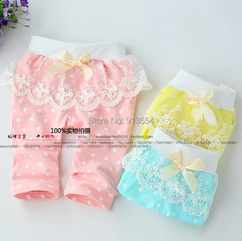 

new 2015 spring summer pants children clothing baby girls lace Polka Dot pants kids harem pants newborn child cute trousers