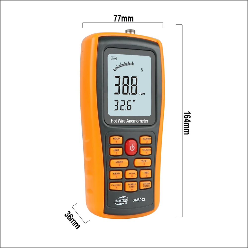 BENETECH измерительный интрумен Анемометр цифровой скорость ветра, температура тестер USB интерфейс GM8903 0~ 30 мс Анемометр Датчик ветра