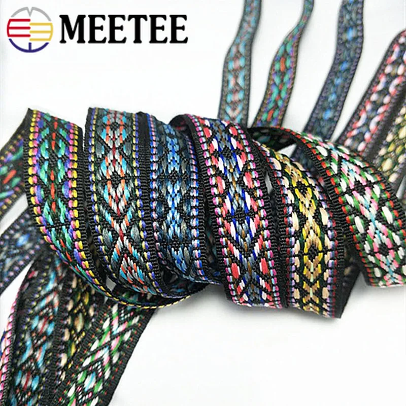 15Meters 15mm Ethnic Jacquard Ribbons bing Clothes Bag Strap