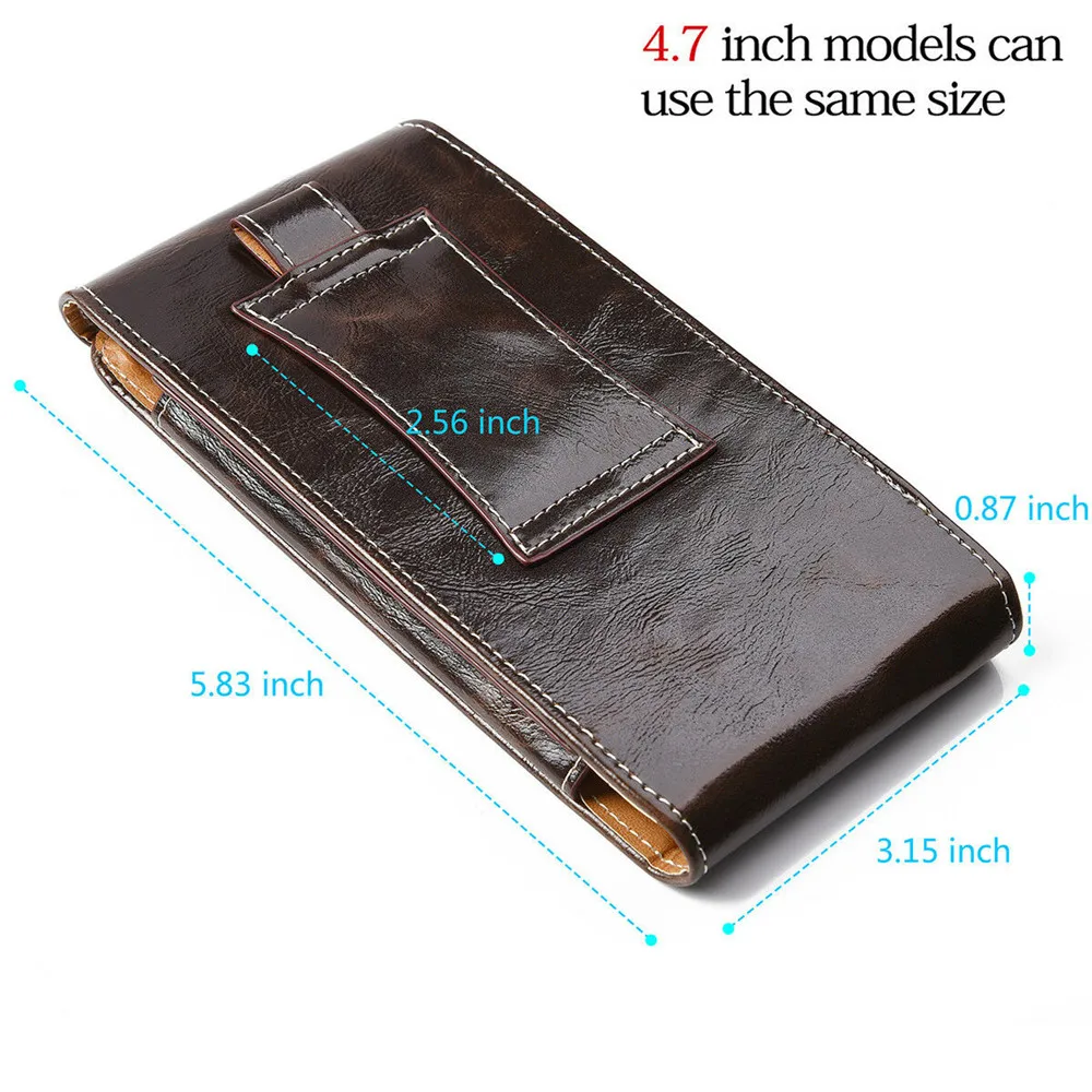 For iphone 6 6s 7 8 plus universal leather phone pouch case belt clip waist bag 4.75.5 inch for iphone 6 7 8 magnetic holster  (4)
