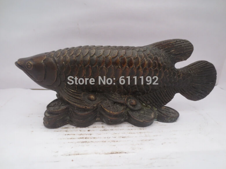 

Asian Chinese Folk art Home decoration Fish Coin sculpture,Copper Lucky statue Metal crafts