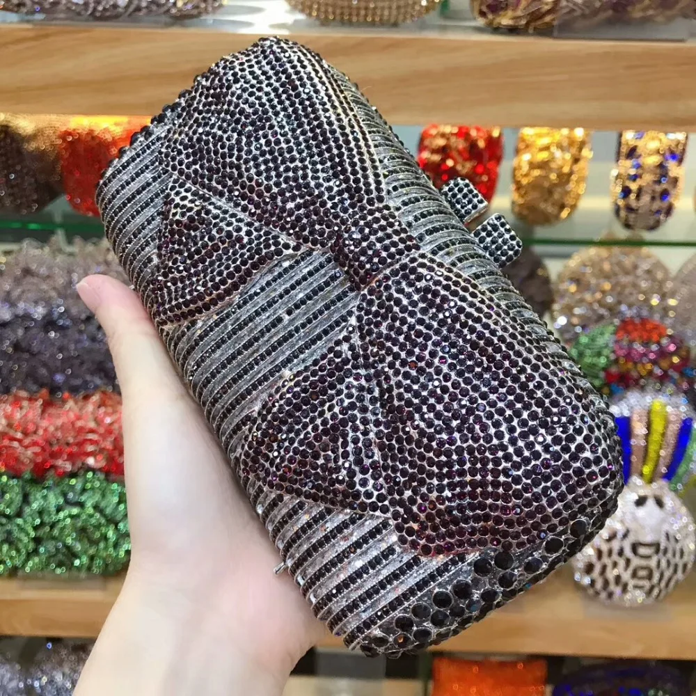 Красные/синие бриллиантовые металлические сумочки и Minaudiere женские открытые с