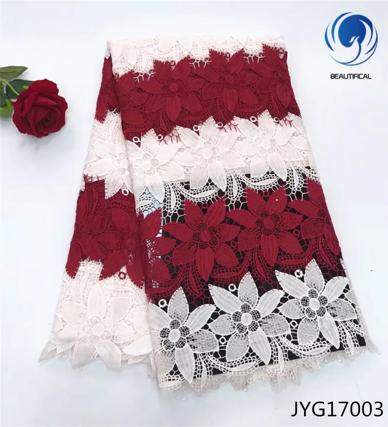 

Beautifical Nigerian guipure lace fabrics for wedding 2018 Hot sale silk milk cord guipuer lace fabric embroidery lace JYG170