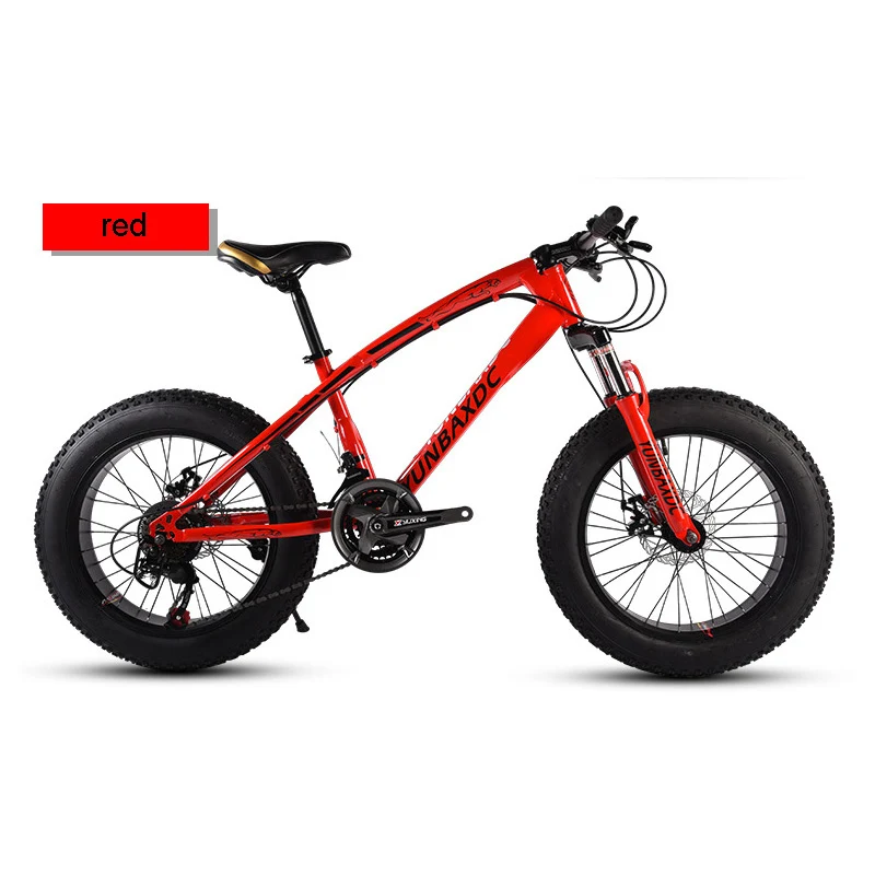 Снежный горный велосипед 20 дюймов 24 скорости 4,0 дюйма покрышки из высокоуглеродистой стали рама для езды на снегу - Цвет: red
