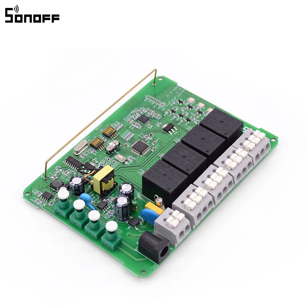 Sonoff 4CH Pro R2 10A/Комплект 4-канальный Wifi смарт-коммутатор 433 МГц РЧ-пульт Wifi освещение переключатель поддерживает 4 устройства работает с Alexa