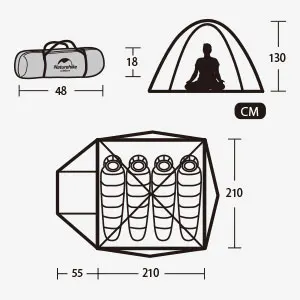 NatureHike P серии классический палатка 210 т ткань для 4 человек UPF 50+ NH18Z040-P