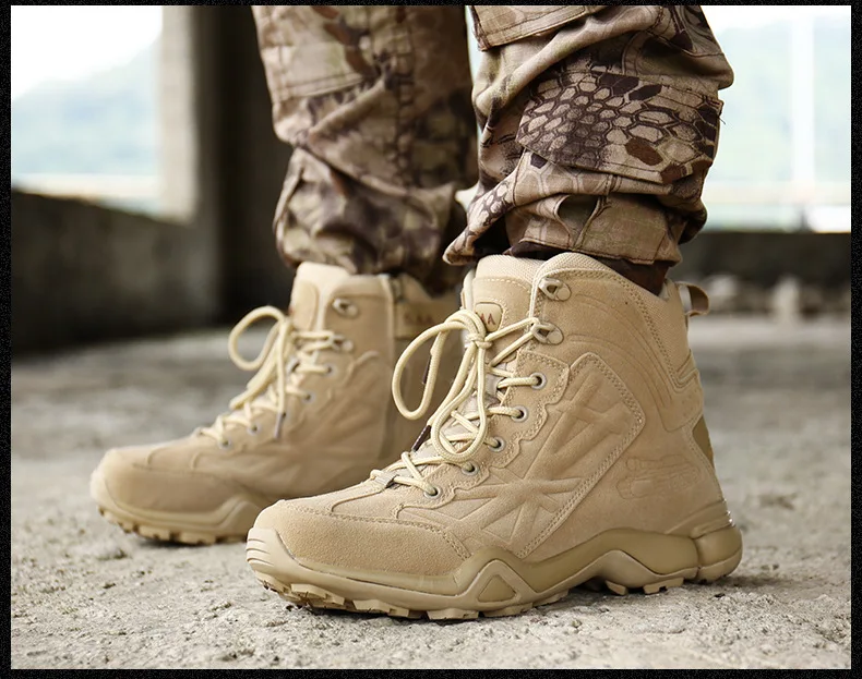 Зимние и осенние мужские армейские ботинки; Качественная спецназ; Тактический пустынный; армейские ботильоны; Рабочая обувь; кожаные зимние ботинки