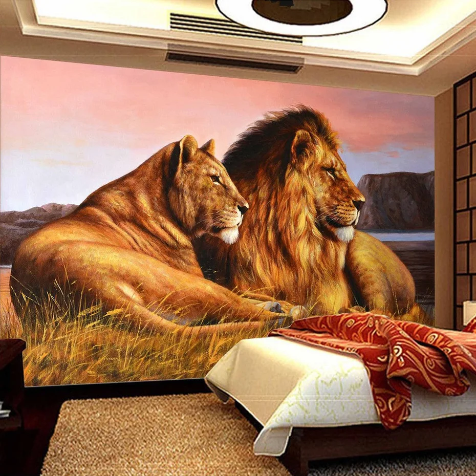 Individuelle fototapeten afrikanische prairie lion wohnzimmer schlafzimmer hintergrund tapeten dekor malerei tiere mural de parede 3d