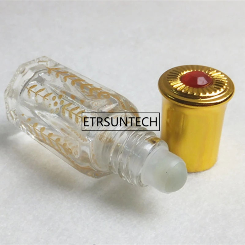 5 мл рулон на стеклянном эфирном масле в многоразовых бутылках стеклянный шар, флаконы для духов с УФ крышкой F1190