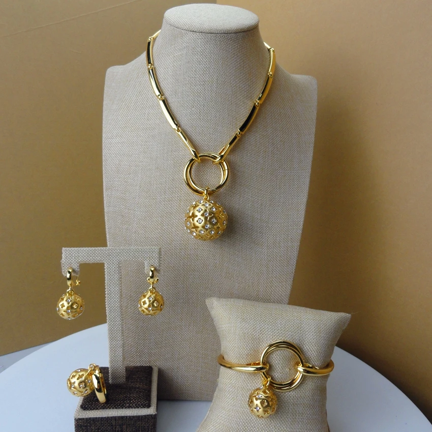 

Yuminglai 2019 New Arrival American Luxury African Gold Jewelry Sets FHK5166