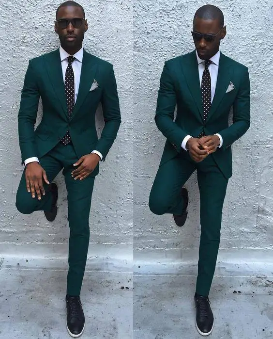 

Dark Green Slim Men Suits 2017 Handsome Mens Wedding Suits Groomsmen Groom Tuxedos Party Prom Business Suits (Jacket+Pants+Tie)