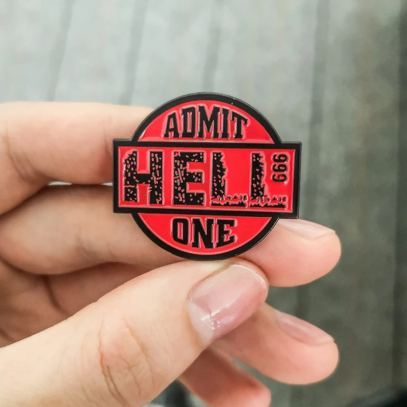 Винтажный круглый 666 Hell advet One билетов выцветшие Проблемные эмалированные булавки