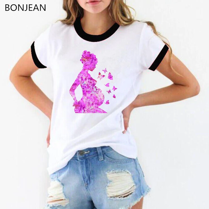 

2019 summer fashion super mom tshirt breastfeeding mother pink watercolor print tee shirt femme karajuku t-shirt female tumblr