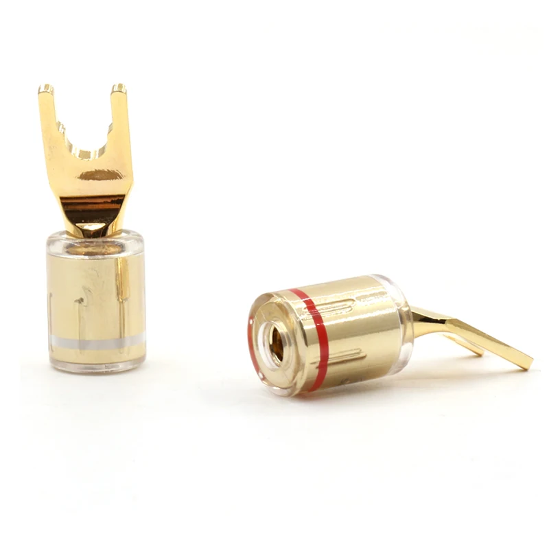 4pcs Hifi pure copper Gold Plated siltech Y Spade Chrome Fork plug