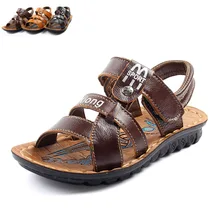 kids Sandals boys Sandals new style leather cowhide baby Beach baby sandals