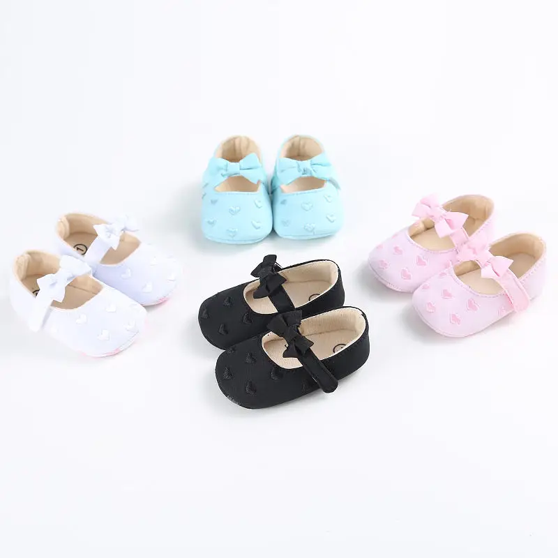 Toddler Kid Baby Girl heart bowknot Fabric Shoes Soft Sole Anti Slip